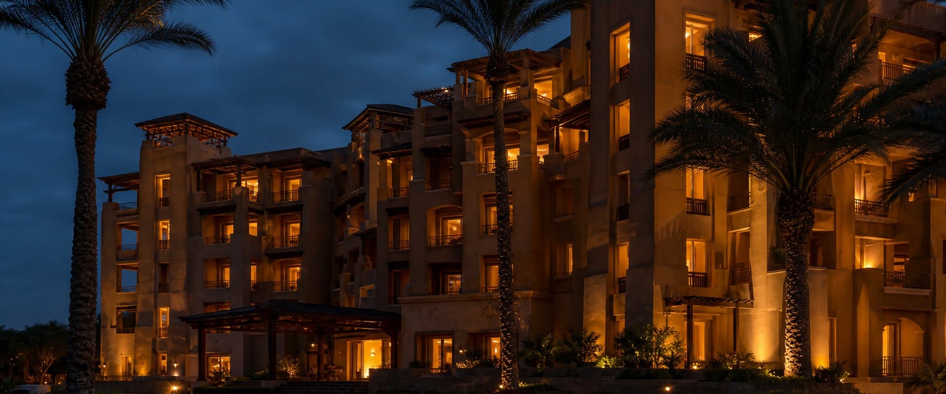 Couple enjoying resort vacation at sunset